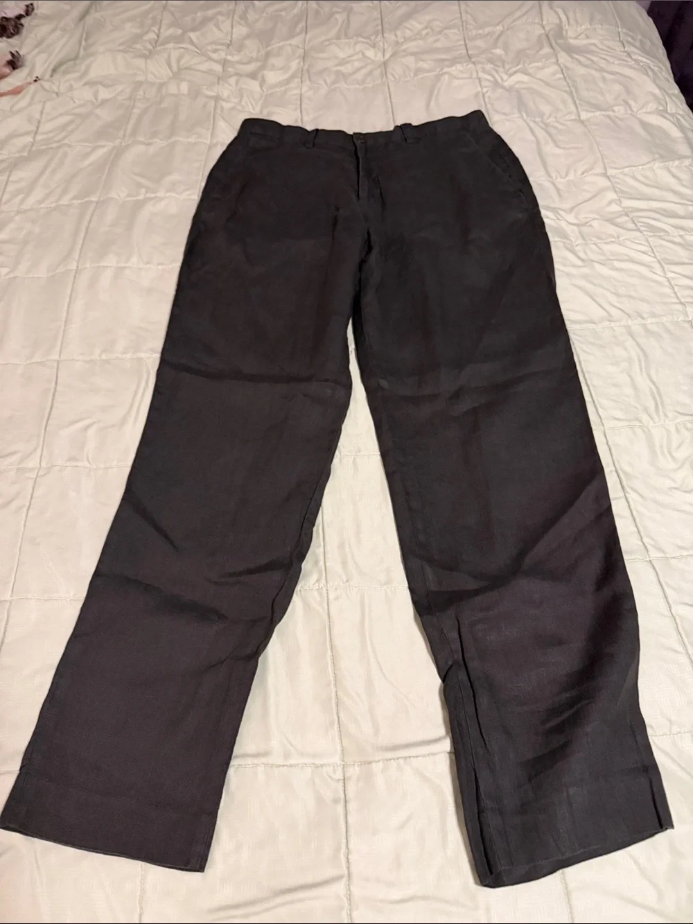 Zara Men's linen olive green  Classic Straight-Leg Pants